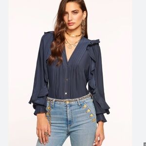 Ramy Brook  Estelle Blouse Navy Small